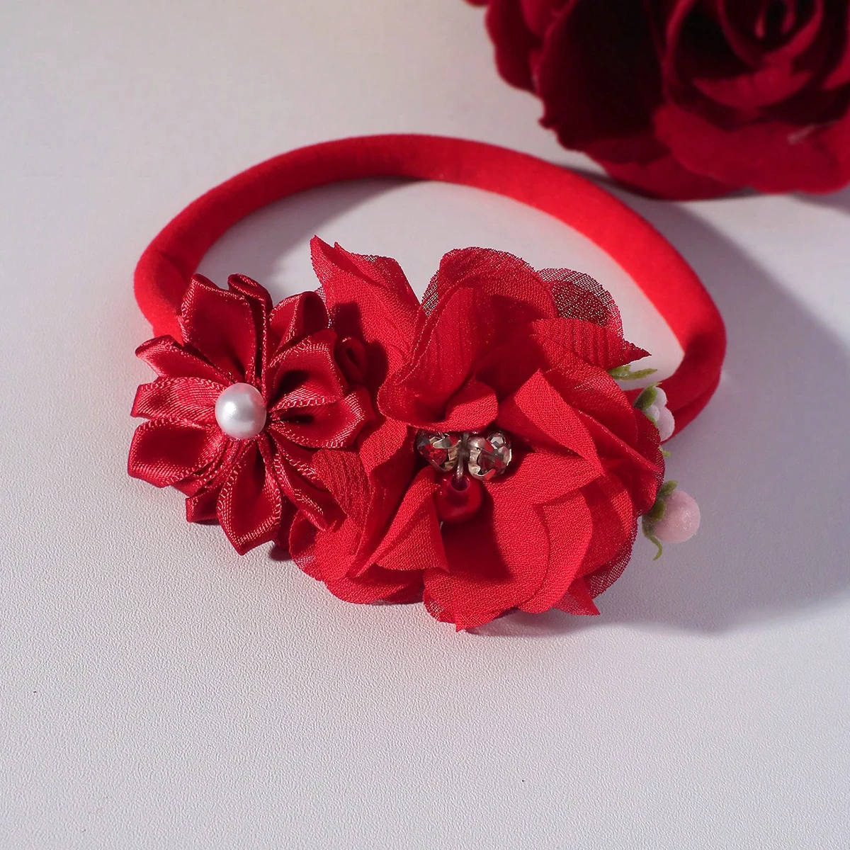 Conjunto de 2 Piezas para Sesión de Fotos de Recién Nacida, Color Vino Tinto, Mameluco de Encaje con Diadema de Flores, Disfraz para Sesión de Fotos de Bebé