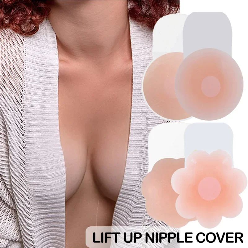 Breast Lift Up Pasties Sticky Nipple Covers Reusable Silicone Invisible Bra Stickers Breast Pasty Nipple Shield Pad Push Up Bras