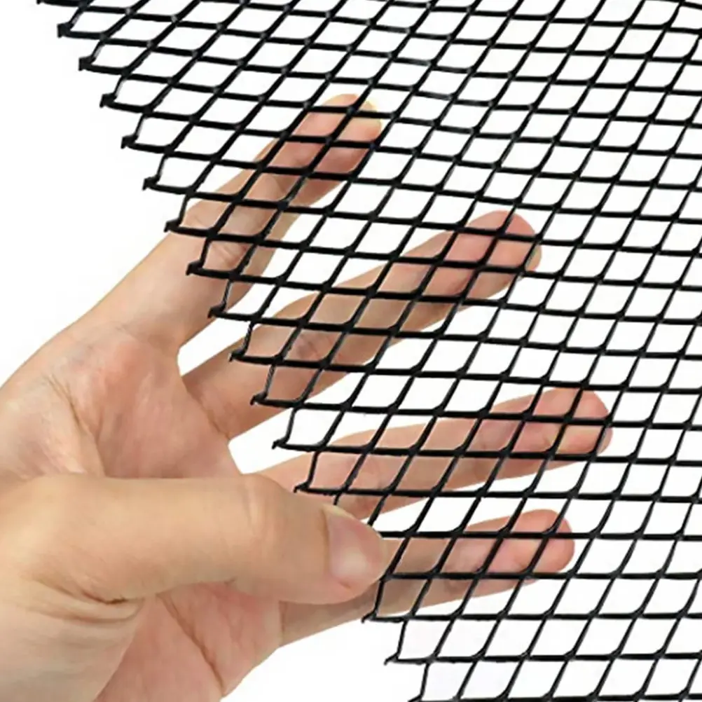 

Universal Aluminum Alloy Car Grill Mesh Black Easy Install Automotive Radiator Guard Rhombic Metal Mesh for Bumper