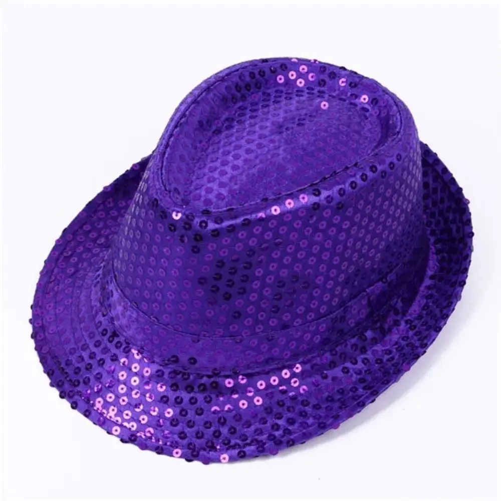 Korean Version Sequin Sequins Fedora Hat Shiny Beading Dance Jazz Cap Brilliant Performance Glitter Jazz Hat Birthday