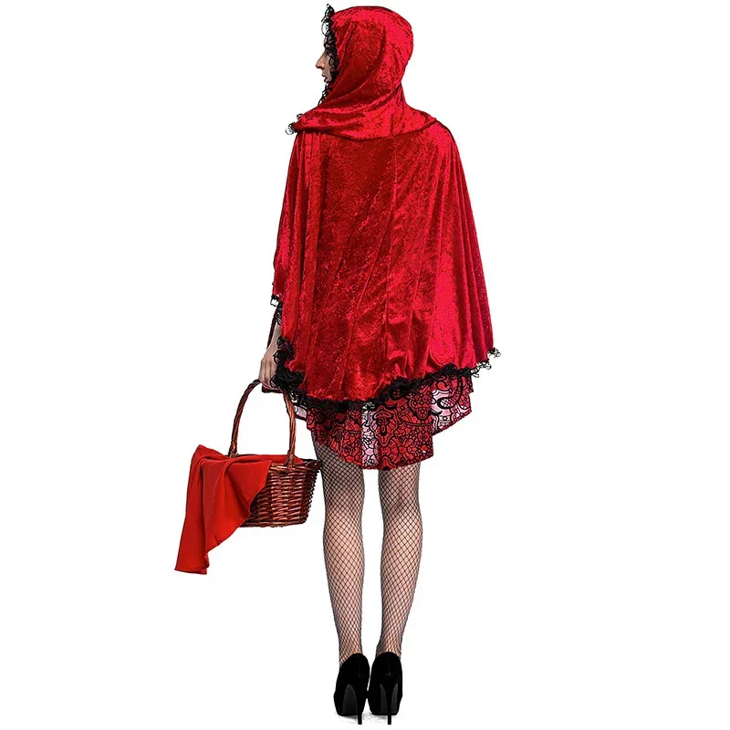 Adult Women Little Red Riding Hood Costume Halloween Cosplay Fantasia Party Fancy Dress
