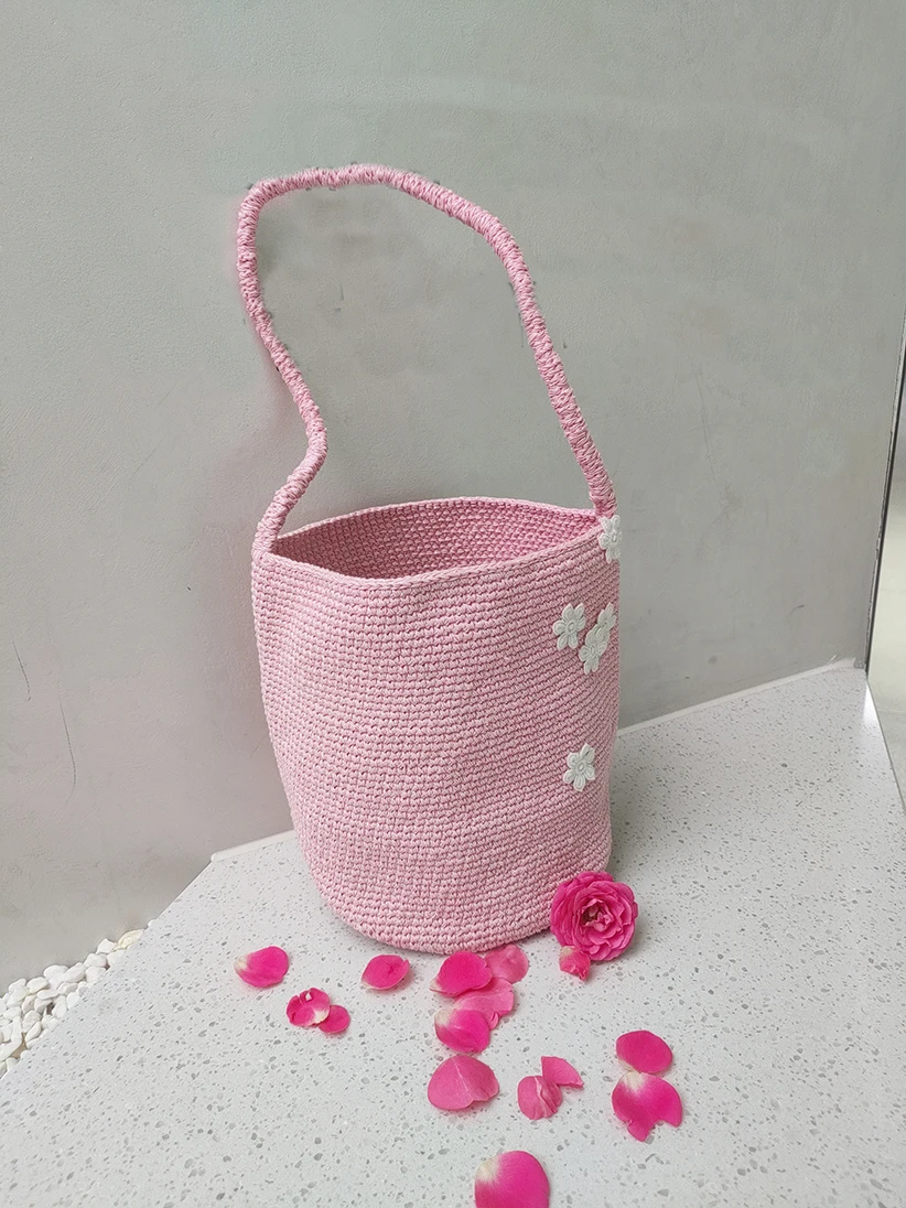 pink-crochet-lace-flower-handbag-single-shoulder-bag-elegant-forest-system-sweet-original-small-audience-bucket-bag-polyester