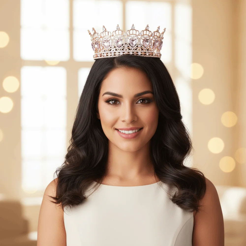 

Винтажная корона в стиле барокко, блестящая, элегантная, с кристаллами, тиара принцессы, круглые украшения для волос, тиара в стиле Древней Греции, аксессуары для волос