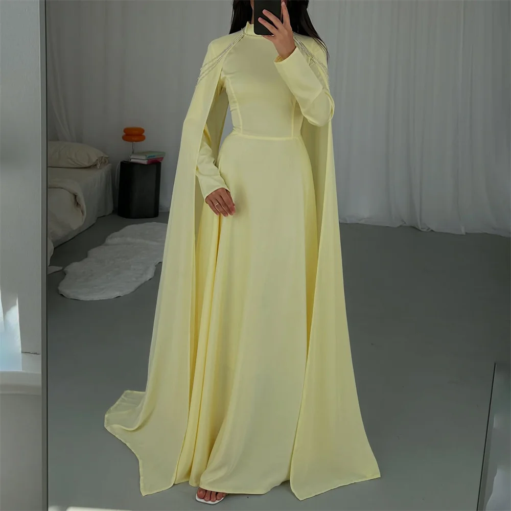 

ROYET Elegant Crystals Mermaid Evening Dress Long Sleeve Floor Length Classic Formal Pleat Tulle Prom Gown New Customized