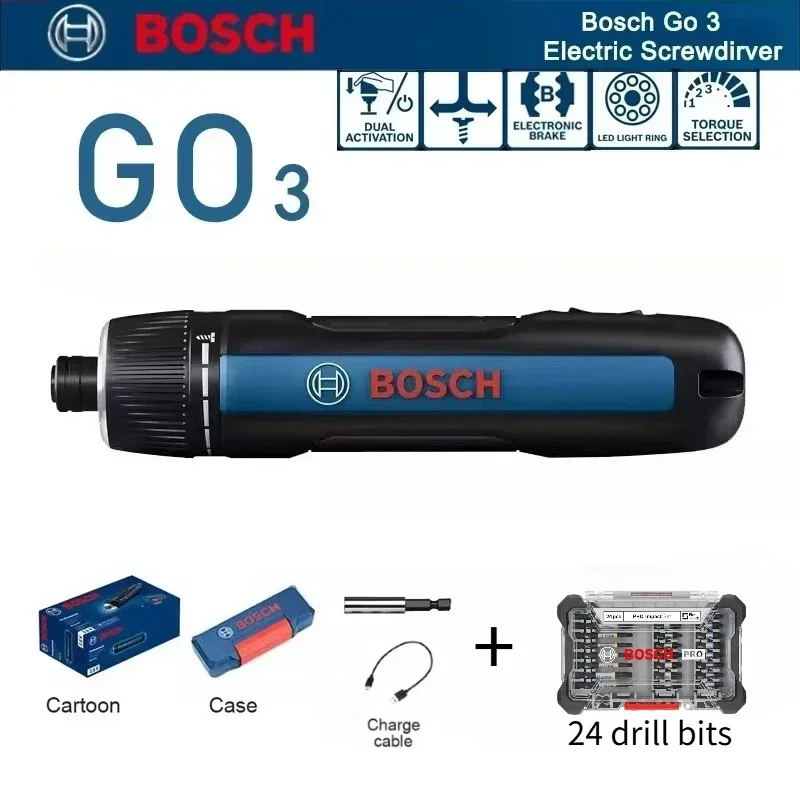 Bosch GO 3 Electric Screwdriver Set Professional Cordless Mini Hand Drill Rechargeable Screw Driver Multi-Function Power Tools