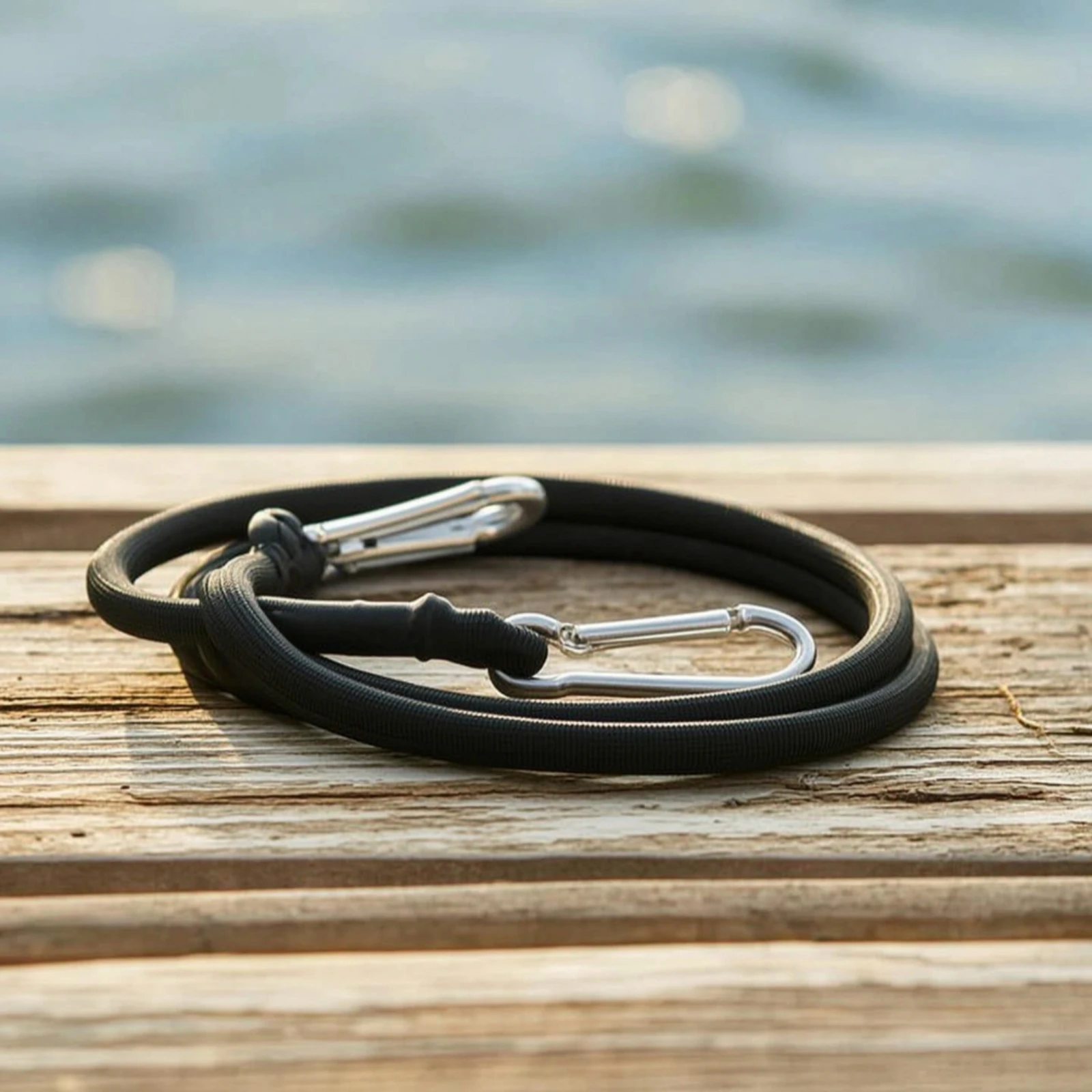 Coiled Tether Rope Heavy Duty Securing Strap Snap Hook Cord for Marine Gear for Boat Kayak Paddle Use - view 3