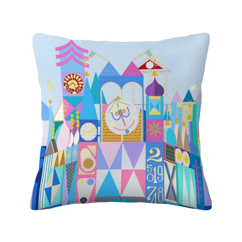 1pc 2D Flat (Pillow Not Included) Whimsical Castle Geometric Art Cushion Cover Short Plush Fantasy Kids Room Decor Throw Pillow