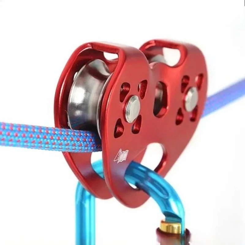 Double Sheave Stainless Steel Pulley, Used for Crossing Zip Lines Rope Tools, High Altitude Transport Aluminum Shell Wheel