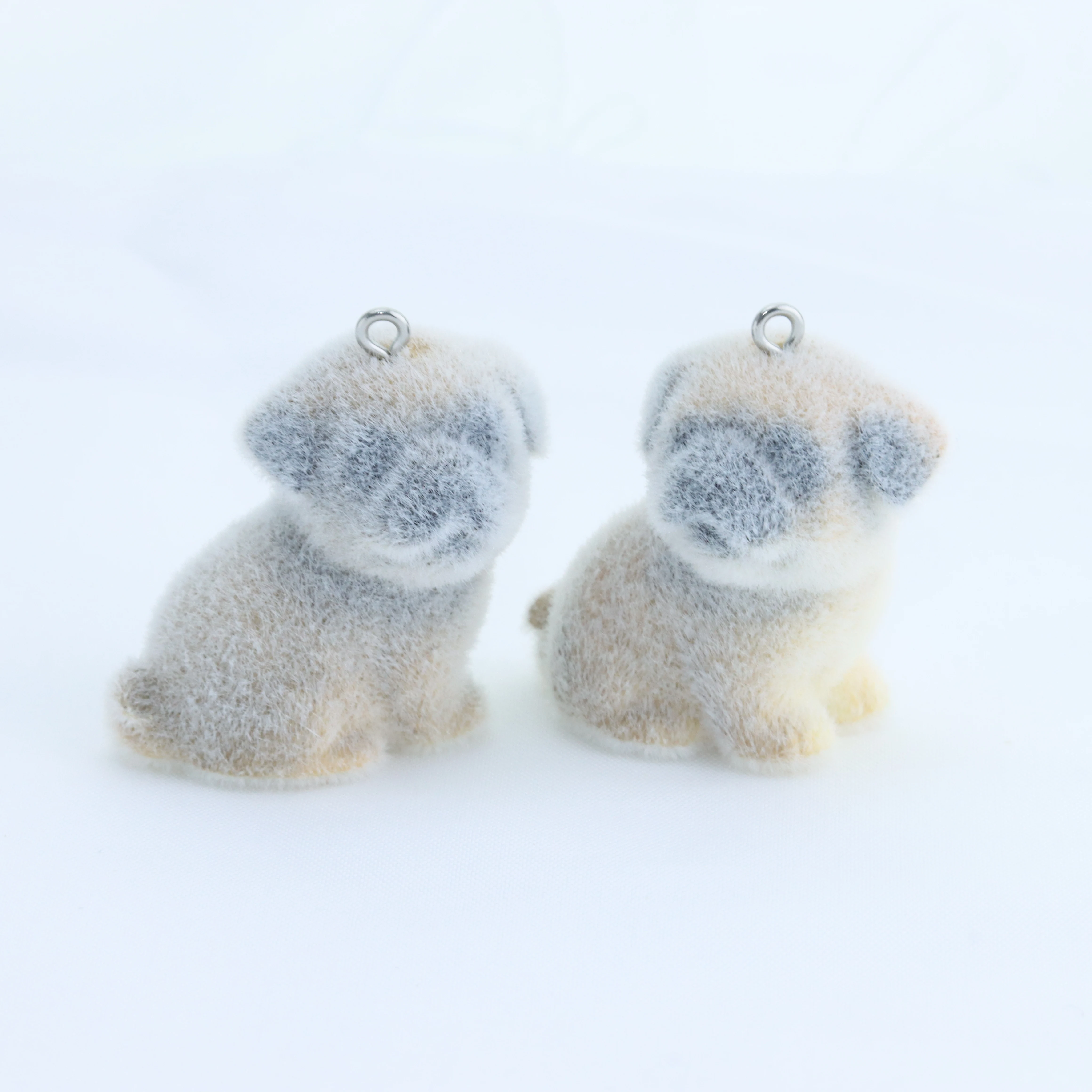 

5Pcs Resin flocking cute realistic animal Eight Dog Brother pendant DIY handmade earrings keychain bag charm accessories