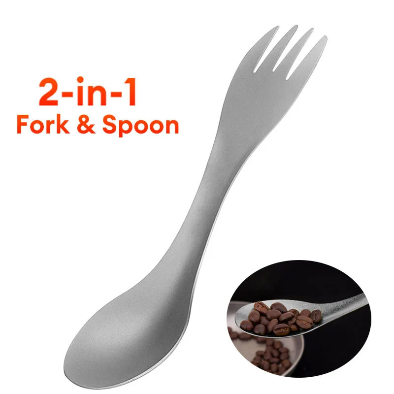 3 in 1 Titanium Gadget Spork Spoon Fork Cutlery Utensil Combo for Picnic Breakfast Lunch Dinner BBQ Outdoor Travel Camping