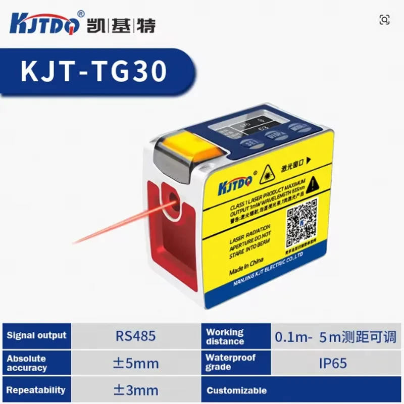 KJT electrónica TG30 High Precision Sn 5m Analog 0-10V 4-20mA RS485 Output Position Distance Measurement Laser Spatter Sensor