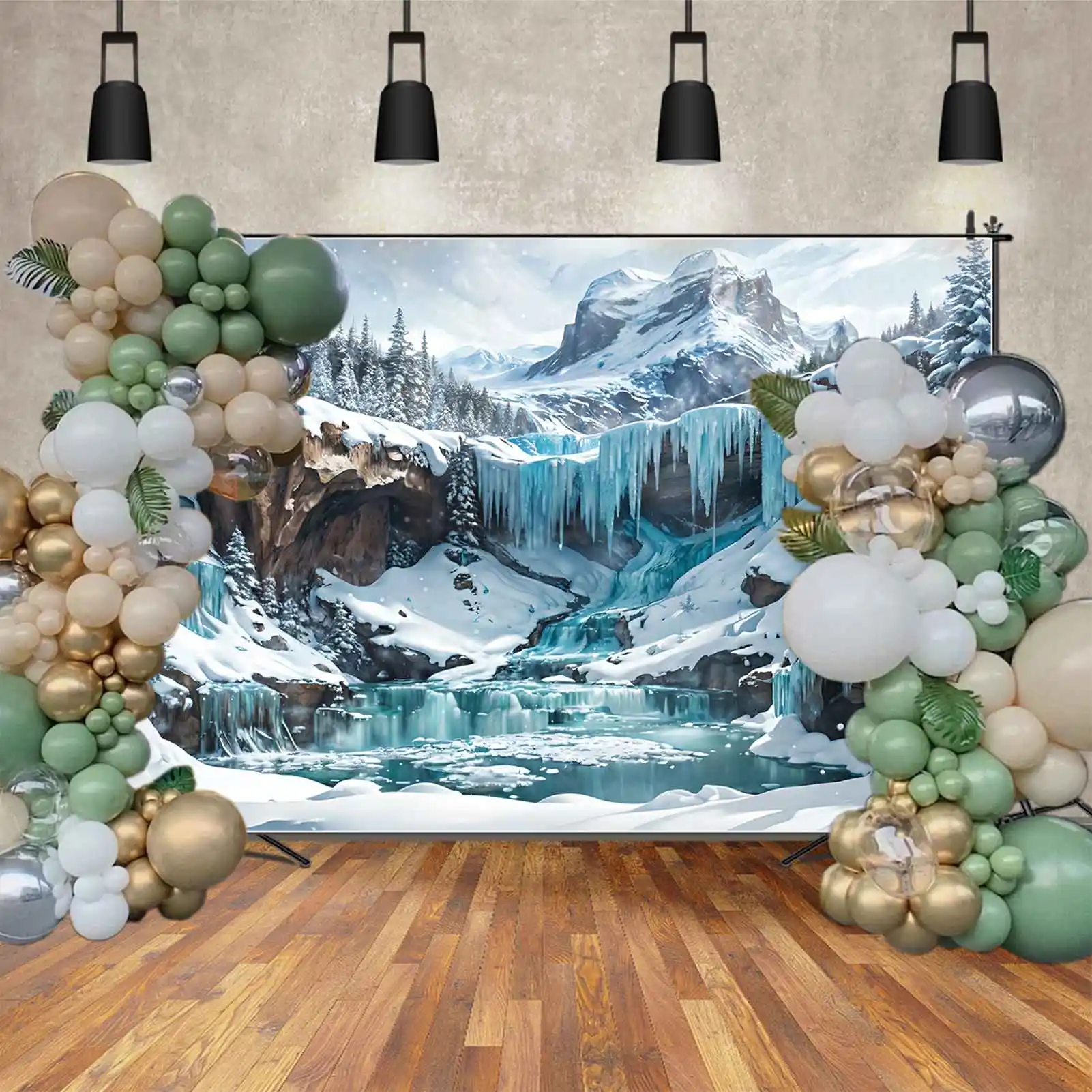 Fundos fotográficos personalizados do Photobooth para crianças, cenários, neve, floresta, gelo, cachoeira, fotografia, inverno, decoração
