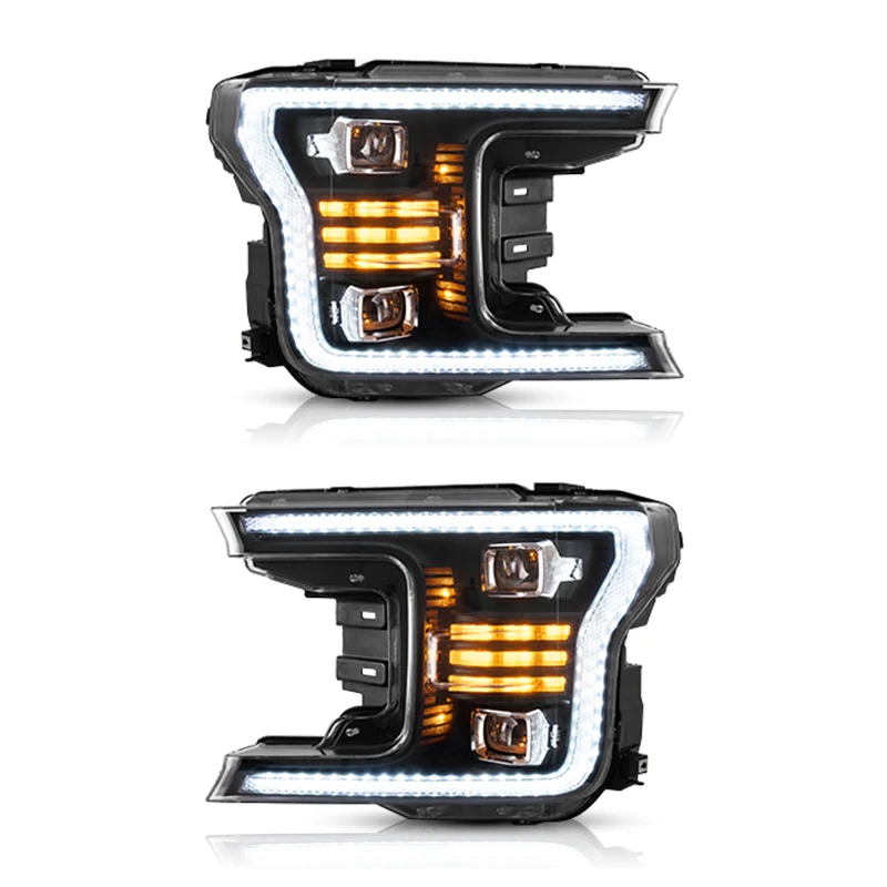 Vland 18-20 Ford F150 13e generatie LED-koplampen met Dual Beam-projector Zwart - afbeelding 2