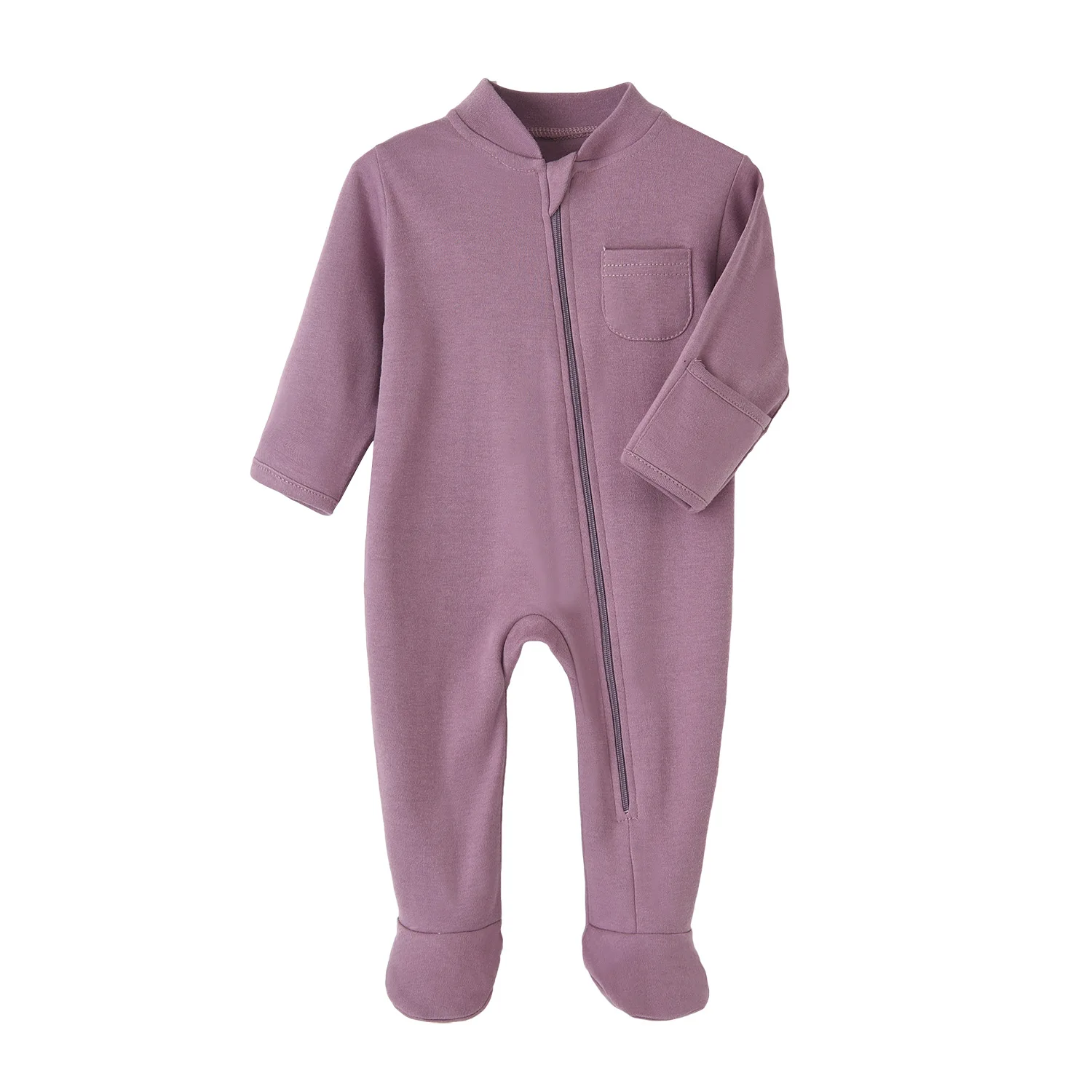 Baby Jumpsuit Spring and Autumn Zipper Foot Newborn Baby Jumpsuit Infant Clothing Romper Solid Color 100 Cotton Long Sleeve