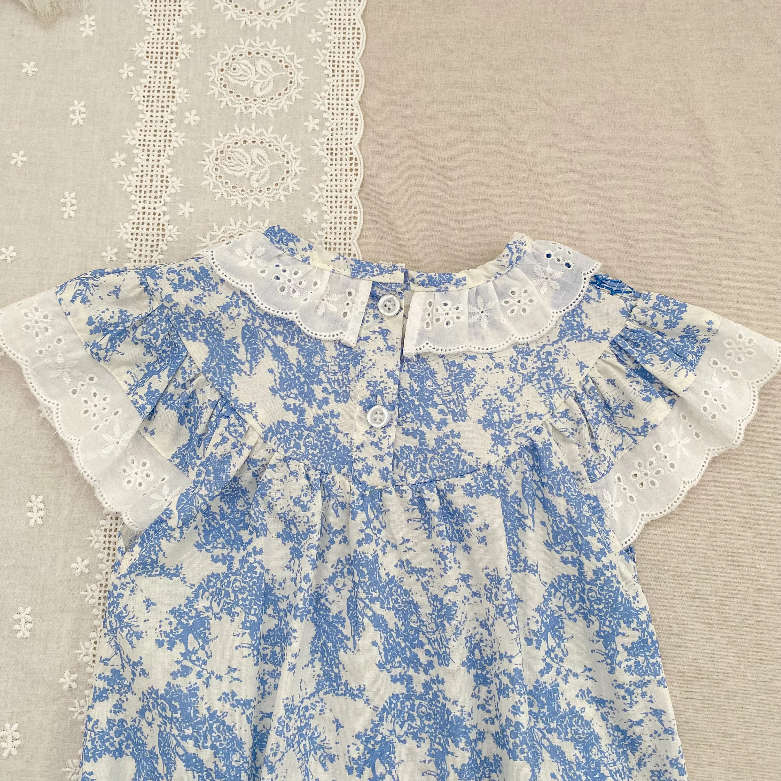 2026 Neuer Sommer Neugeborenen Baby Mädchen Strampler 0-24M Baby Mädchen Flatterärmel Baumwolle Mädchen Blumen Wickel-Baby-Mädchen-Strampler – Detail 8