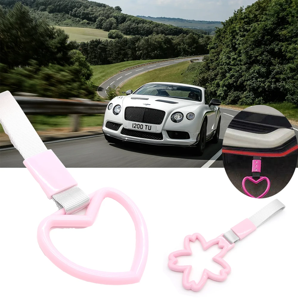 Hot Tsurikawa Ring Car Hand Strap Loops Bumper Warning Rings Subway Hand Strap Handles Car For Car Warning & Car Tow Strap Pink