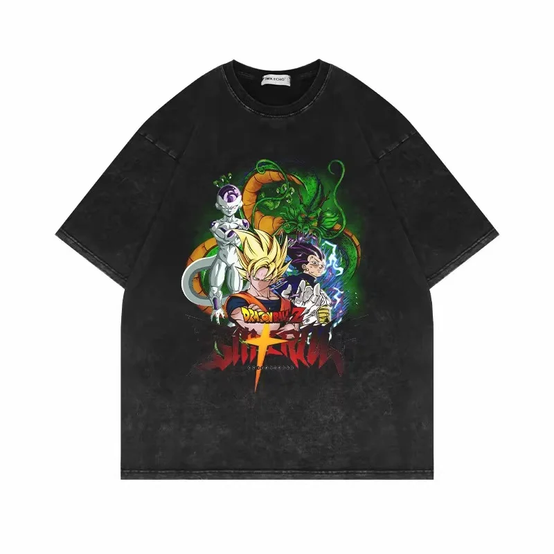 

Новая винтажная футболка унисекс с коротким рукавом в стиле аниме Dragon Ball Super Saiyan, повседневная, свободного кроя