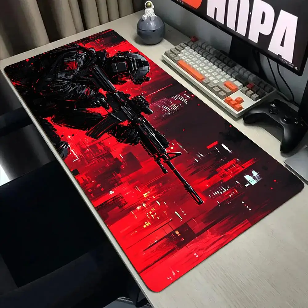 Black Rifle Soldier Mouse Pad Desk Mat with Stitched Edge XXL Mousepads Rubber Anti-slip Gamer Keyboard Rug Gaming Mats Mauspad