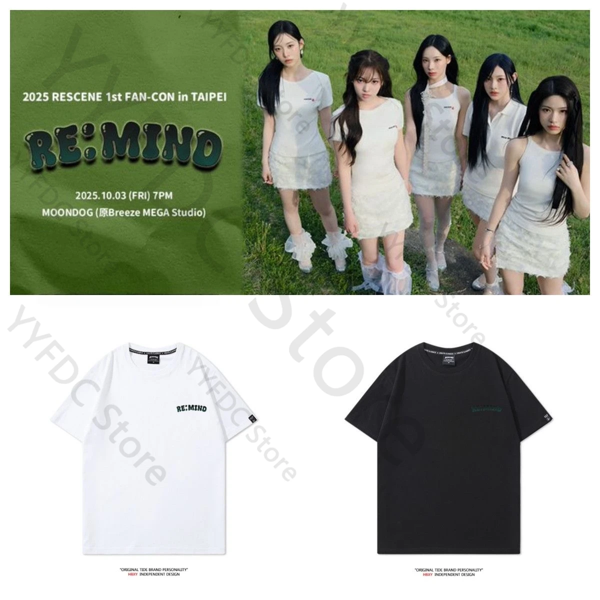 ‌RESCENE T Shirt 1st FAN-CON In TAIPEI RE:MIND Letter Print T-shirt Kpop Fashion Men Women Summer Cotton Short Sleeve Tee Tops