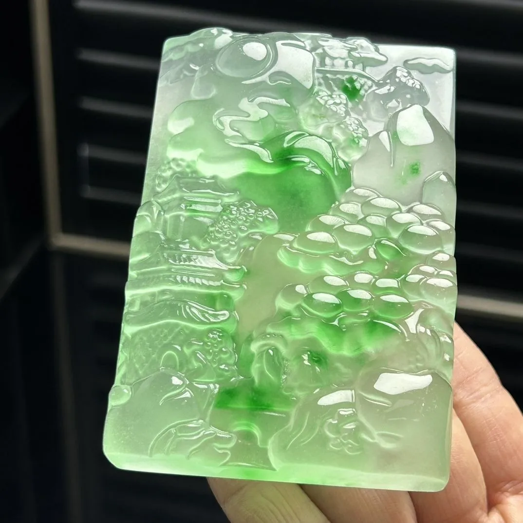 Atmospheric Thick Landscape Brand Jade Pendant High Ice Seiko Carved Square