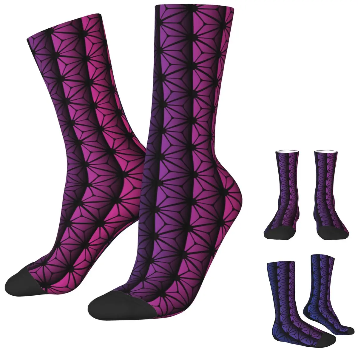 Luminous Geometric Plaid Abstract Fashion Socks Elegant Stockings Men Comfortable Cycling Socks Winter Custom Anti Skid Socks