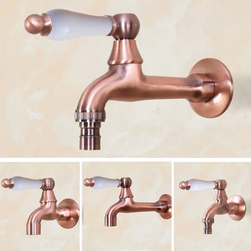 Red Copper Ceramic Handle Washing Machine Faucet /Garden Water Tap / and Mop Pool Faucet / Laundry Sink Cold Water Taps KD082