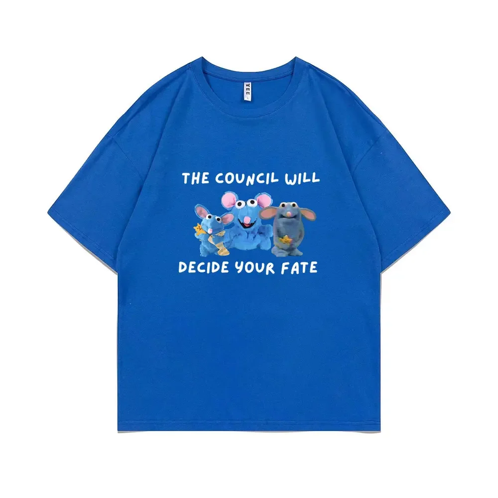 Tutter The Council Will Decide Your Fate T-shirt Funny Cute Mouse Graphic T Shirts Men summer Casual Pure Cotton Short Sleeve