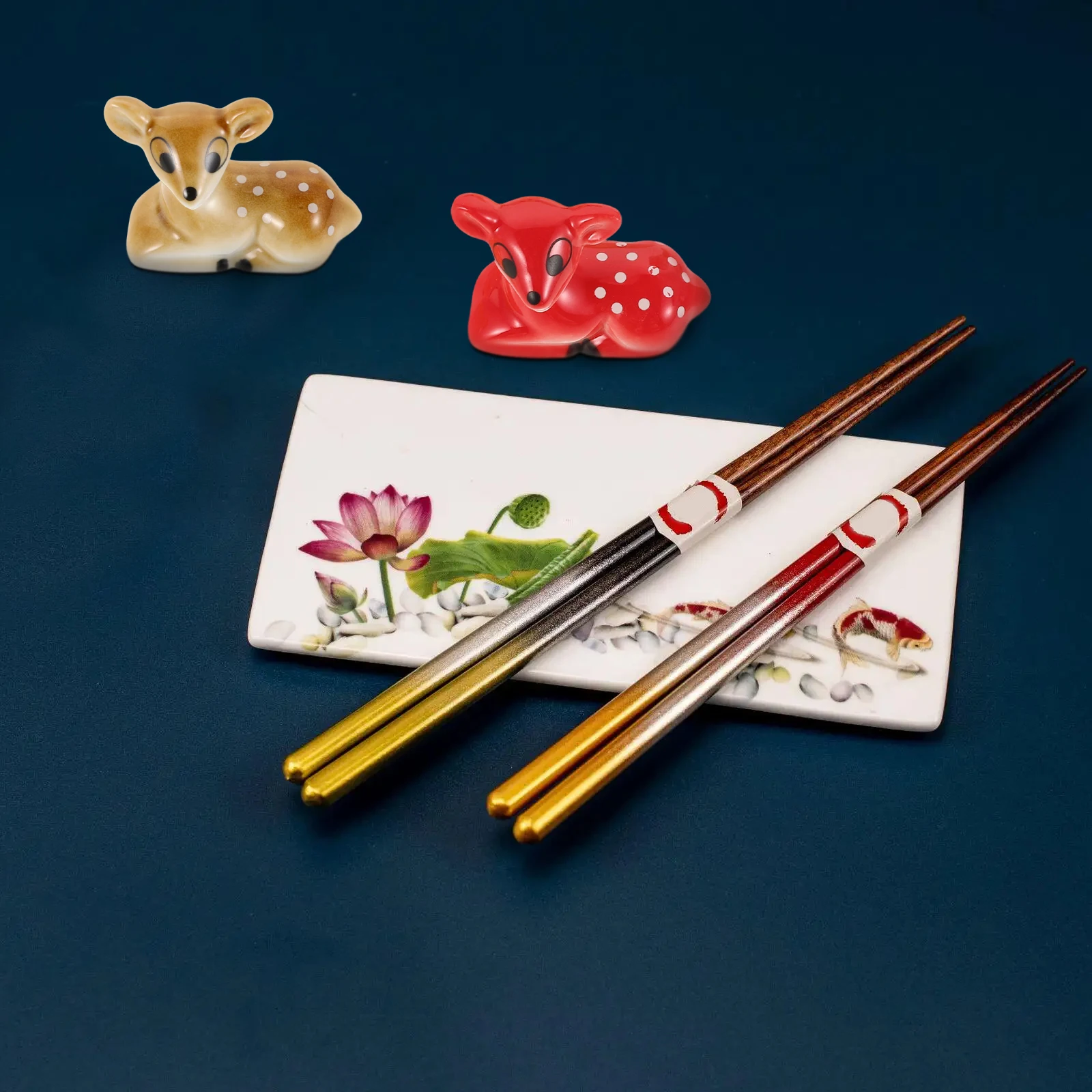 

6Pcs Ceramic Deer Chopstick Holder Multifunctional Spoon Rest Animal Shaped Tableware for Home and Restaurant Chopstick Rest