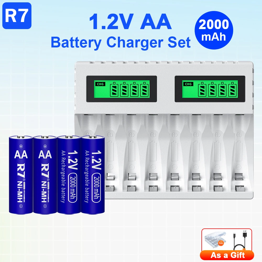 

1.2V AA Rechargeable Battery 2000mAh Ni-MH, High-Capacity, Low Self Discharge, for Remote Control, Keyboard, Toothbrush & More