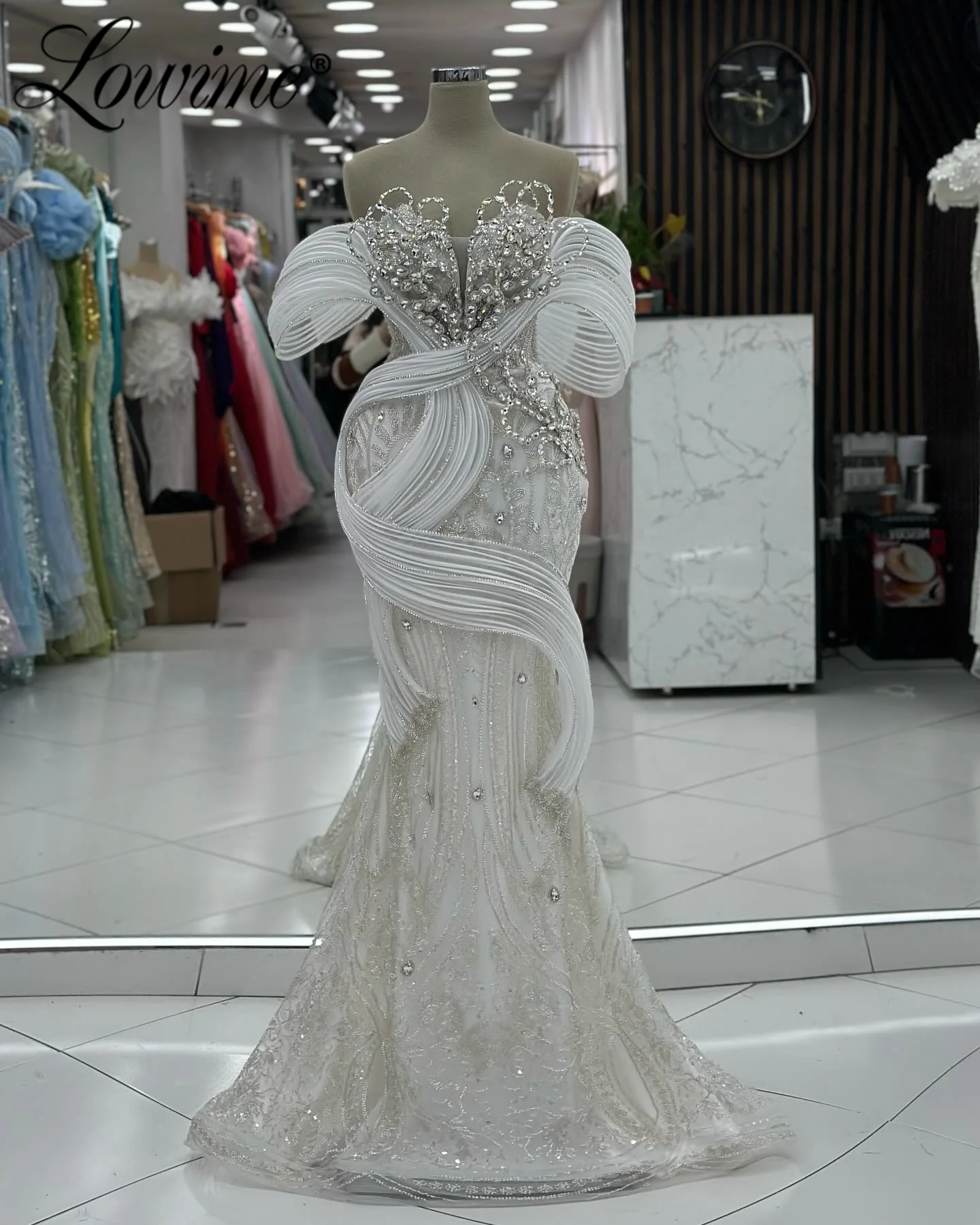 

Белые арабские вечерние платья с открытыми плечами для женщин, свадебные платья для второго приема, индивидуальные платья для помолвки и выпускного вечера, халаты