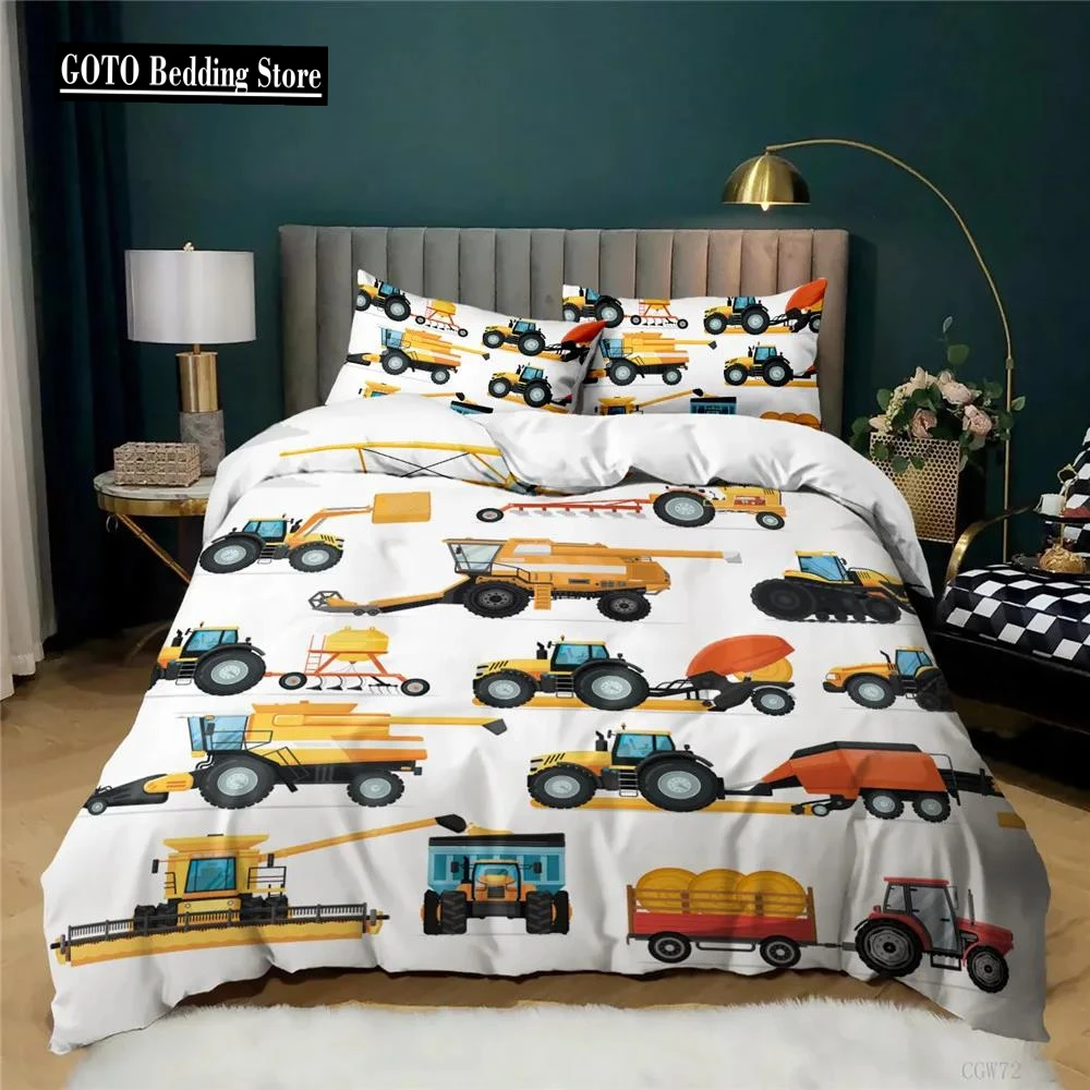 

Boys Kids Home Textile Beddings Sets Engineering Vehicle Truck Thick Warm Dekbedovertrek 135x200 /180x210 Teen Boy Bedding Set