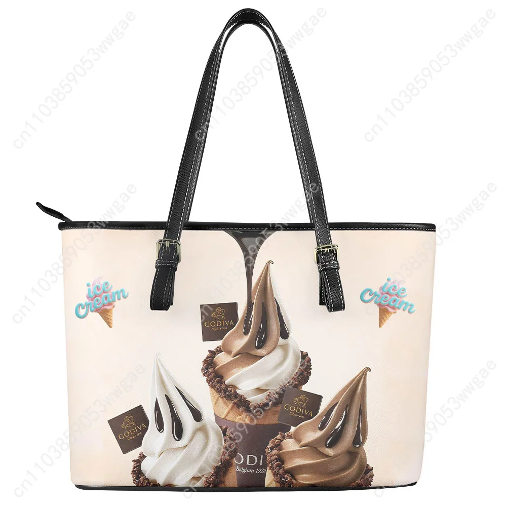 Ice Cream Handbag Women Man Vintage Personalized Fashion Tote Bag Shoulder Bag Business Leather Purse Travel Customized Bag Gift