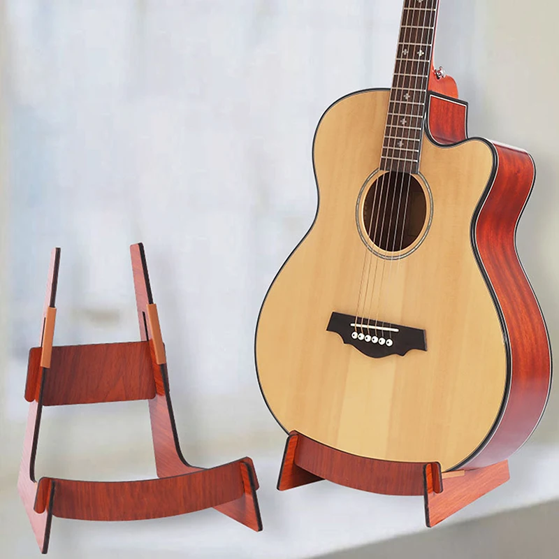 Wooden Guitar Stand For Acoustic And Electric Instruments Portable Shaped Floor Display Holder For Ukulele Mandolin Bass