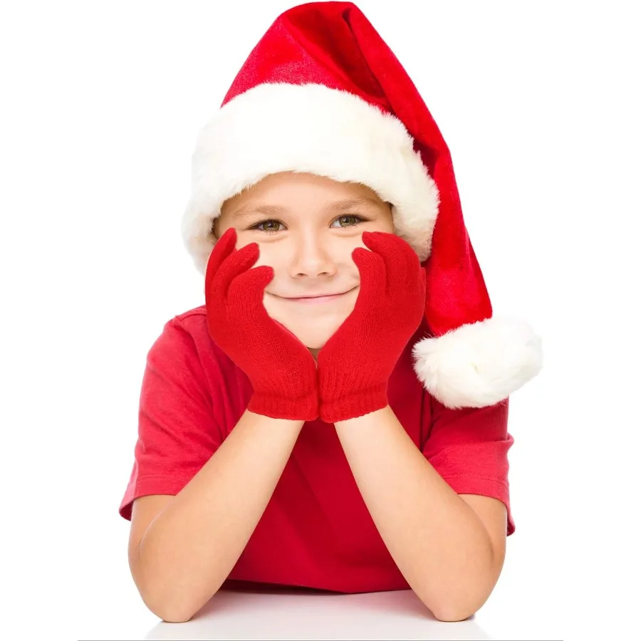 EBOOT 3 أزواج من القفازات الشتوية المحبوكة القابلة للتمدد كاملة الأصابع للأطفال الصغار من سن 1 إلى 11 سنة - مثالية للعب في الهواء الطلق