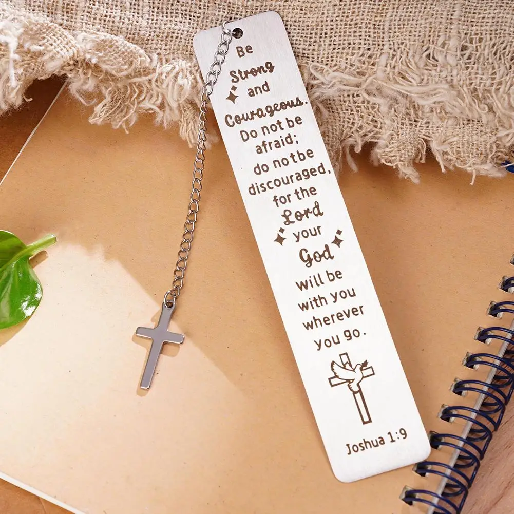 Creative Metal Bookmark With Cross Pendant Inspirational Mark Book Teacher's Day Book Reading Student Page Gifts Stationery W6U9