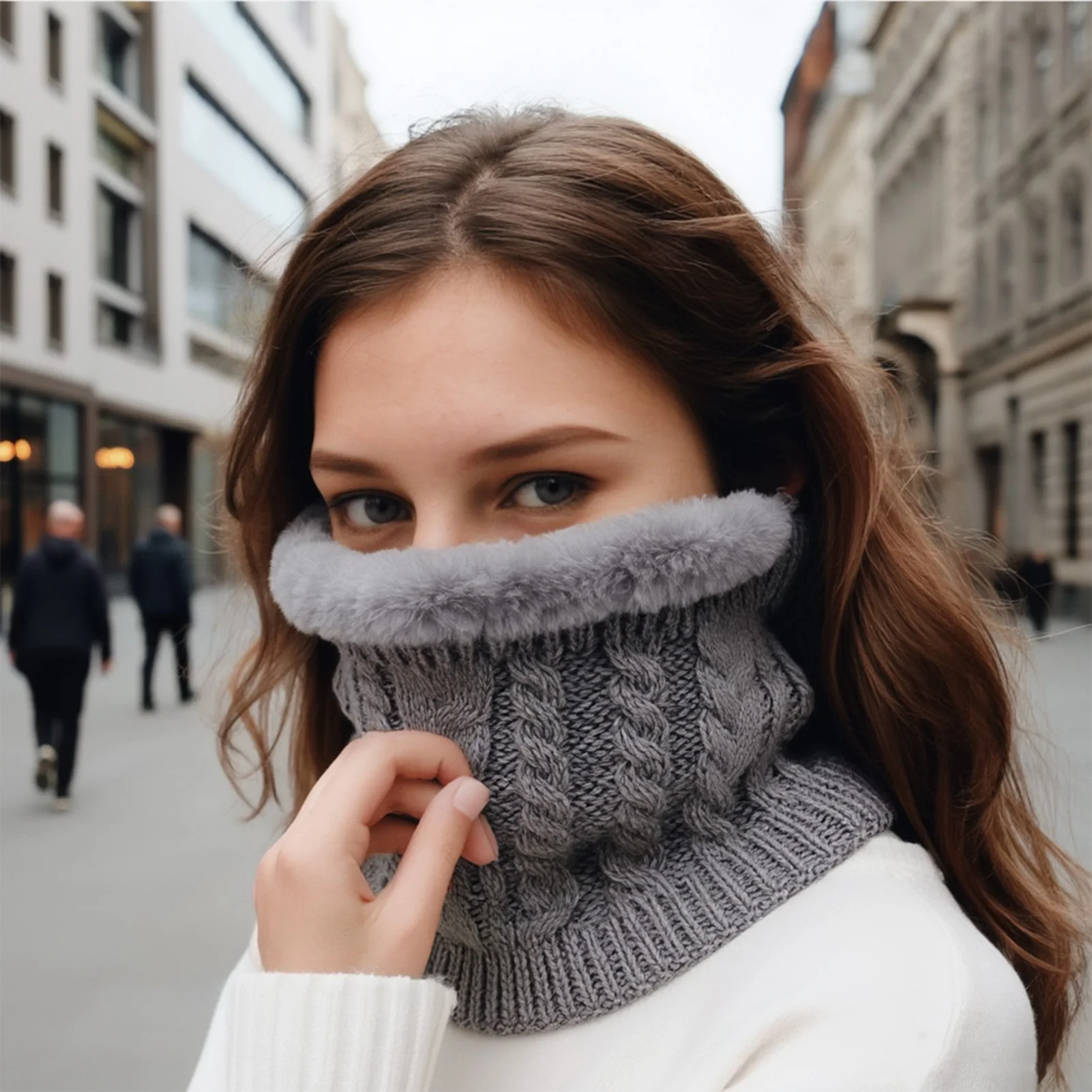 

Winter Warm Scarf For Men And Women Trendy Knitted Pattern Velvet Scarf Outdoor Cycling Camping Fishing Hiking Warm Scarves 2025