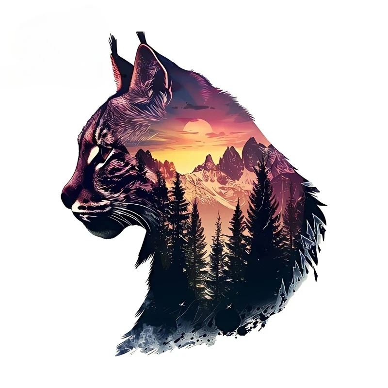

Leopard Shape Mountains And Waters Car Sticker Personalized Stickers Tumbler Decals Suitable For Exterior Accessories