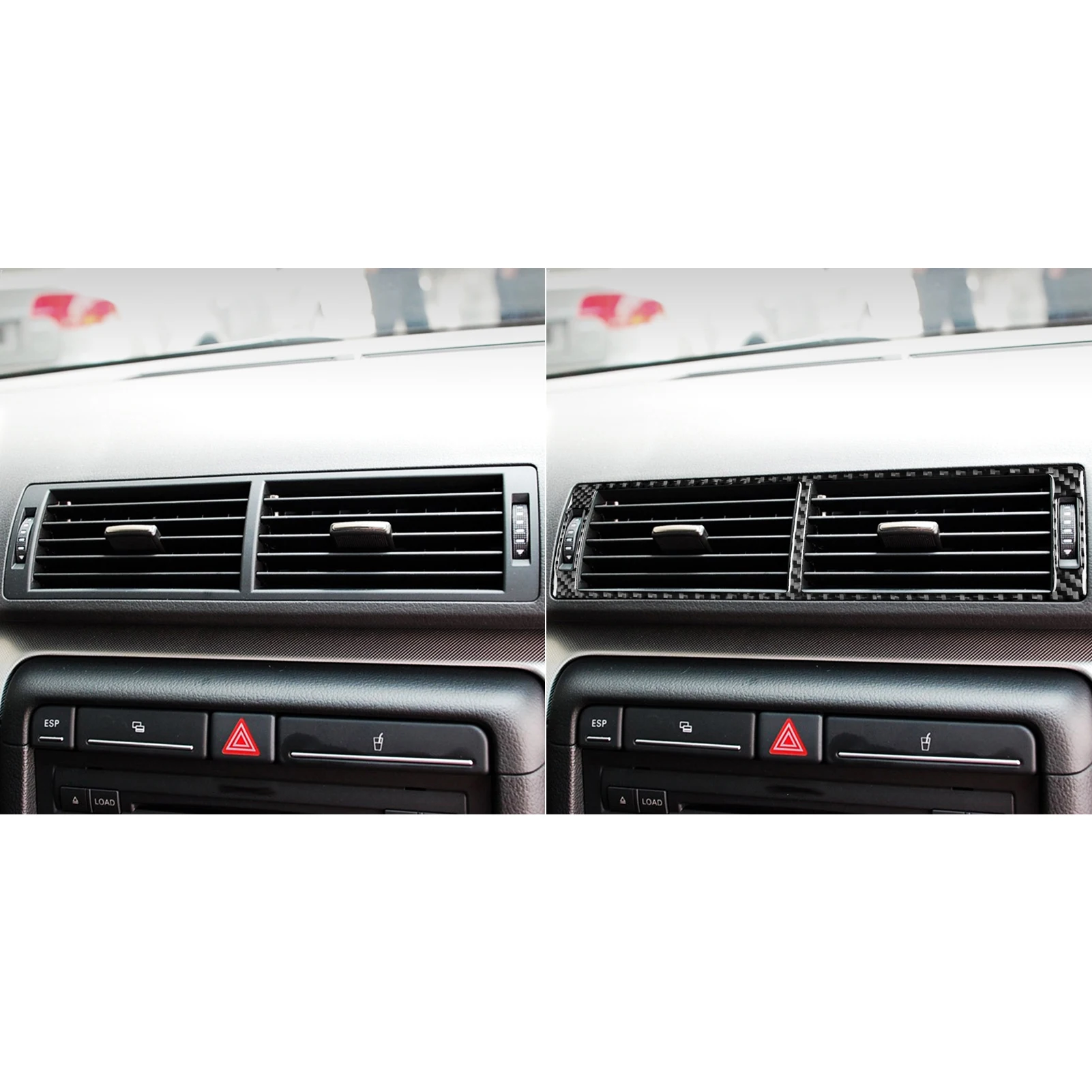 لأودي A4 S4 B7 2005-2008 ألياف الكربون تكييف الهواء المركزي التيار المتناوب منفذ لوحة غطاء الزخرفية الملحقات الداخلية ملصق