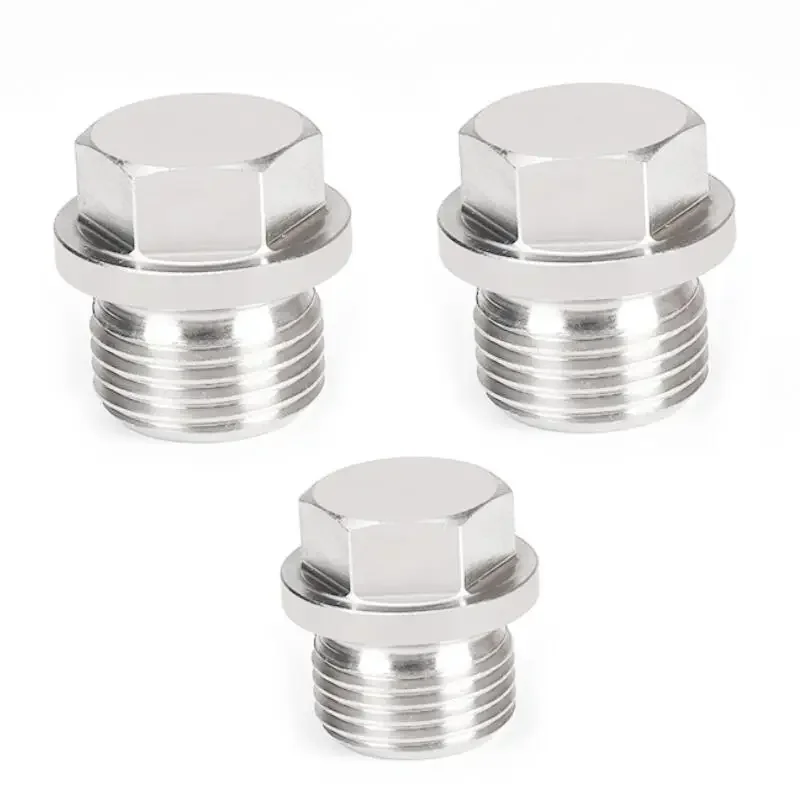 Enchufe avellanado sólido de acero inoxidable 304 con cabezal de brida hexagonal, rosca macho BSPP de 1/8 "1/4" 3/8 "1/2" 3/4 "1" 1-1/4 "1-1/2" 2"