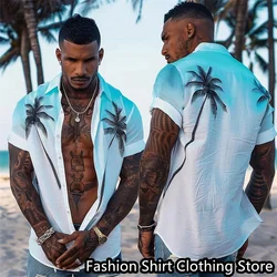 Camisa hawaiana de manga corta con hebilla para hombre, ropa de playa para vacaciones al aire libre, tela cómoda y suave