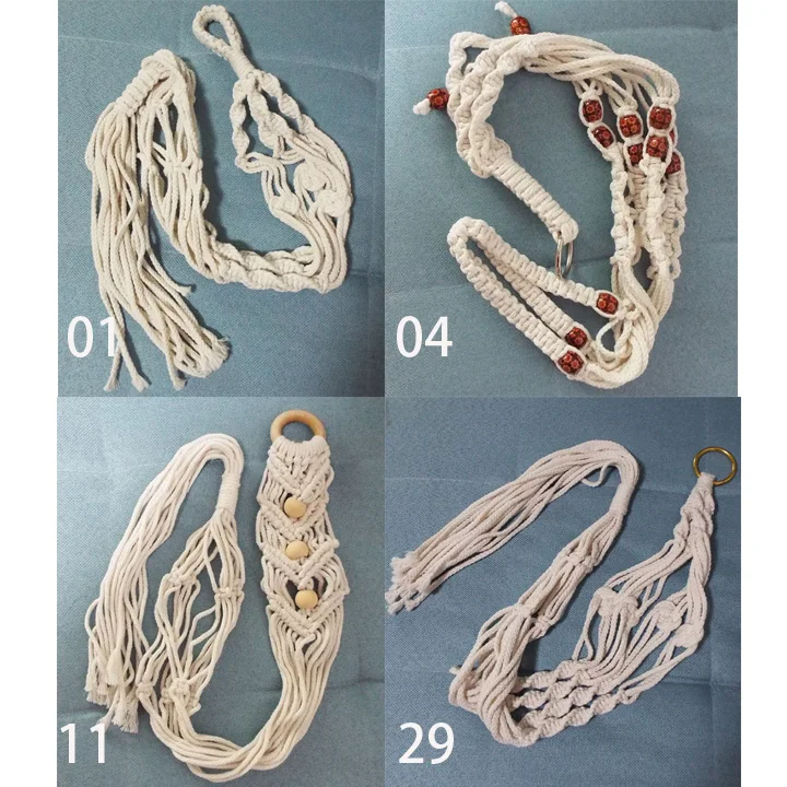 white cotton handmade macrame plant wall hanger flower pot baskets hanging net white for indoor home wall diy Vertical garden