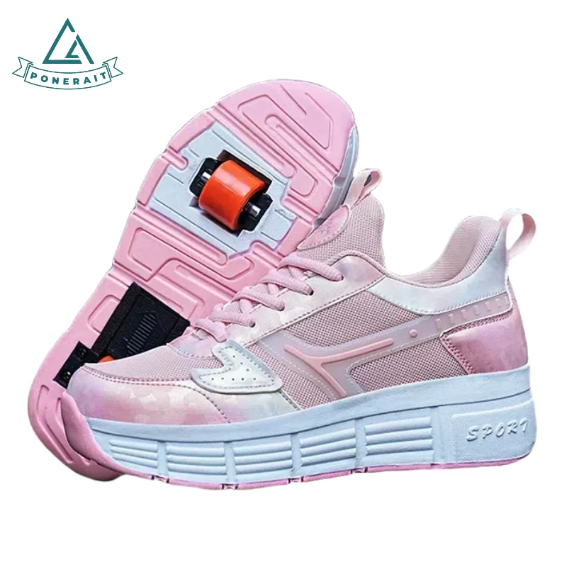 

Роликовые туфли PONERAIT для девочек со шнуровкой — удобные двухколесные коньки, дышащие и прочные, подарок для подростков