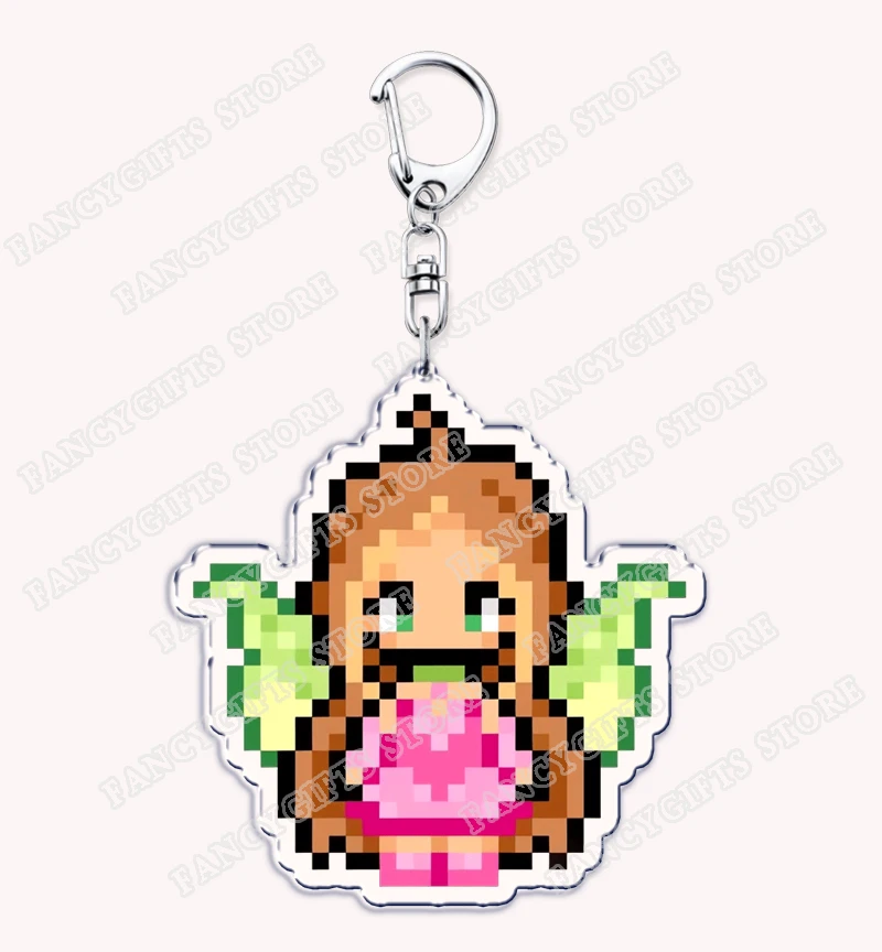 لطيف الكرتون بكسل الجنية سلاسل المفاتيح ل اكسسوارات حقيبة ستيلا موسى Tecna السحرية فتاة Keyrings مجوهرات الجنيات السحرية المشجعين الهدايا