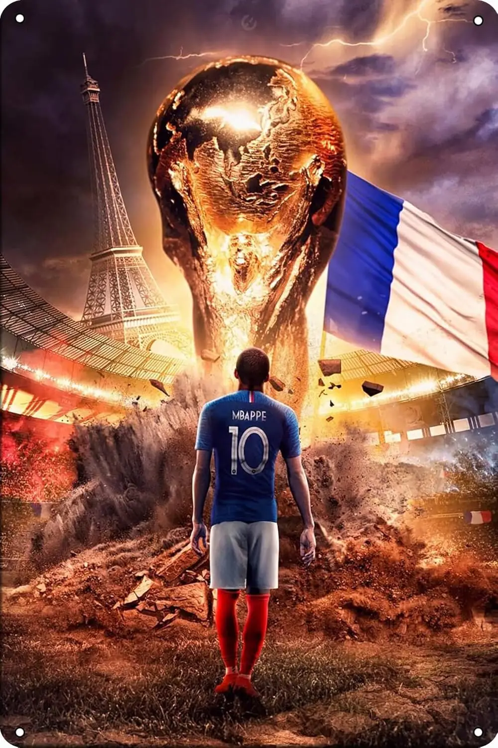 Mbappe x Vintage Sports Poster Metal Tin Sign(20x30cm)-Retro gift,bar, cafe, restaurant wall decor art