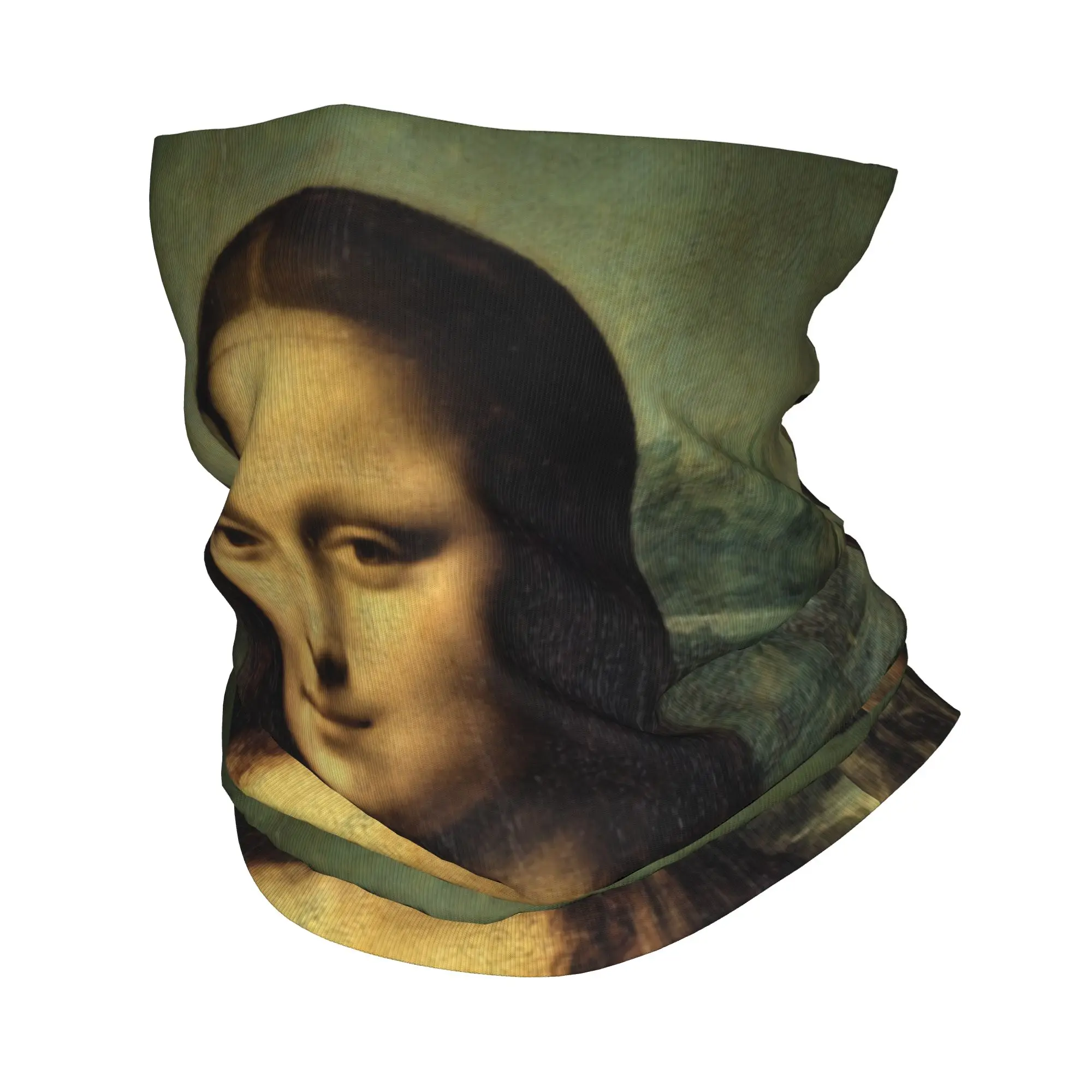 مخصص الكلاسيكية الموناليزا بواسطة ليوناردو دافنشي الرقبة الجراب النساء الرجال الأشعة فوق البنفسجية حماية الشتاء اللوحة الفن باندانا وشاح لركوب الدراجات #1
