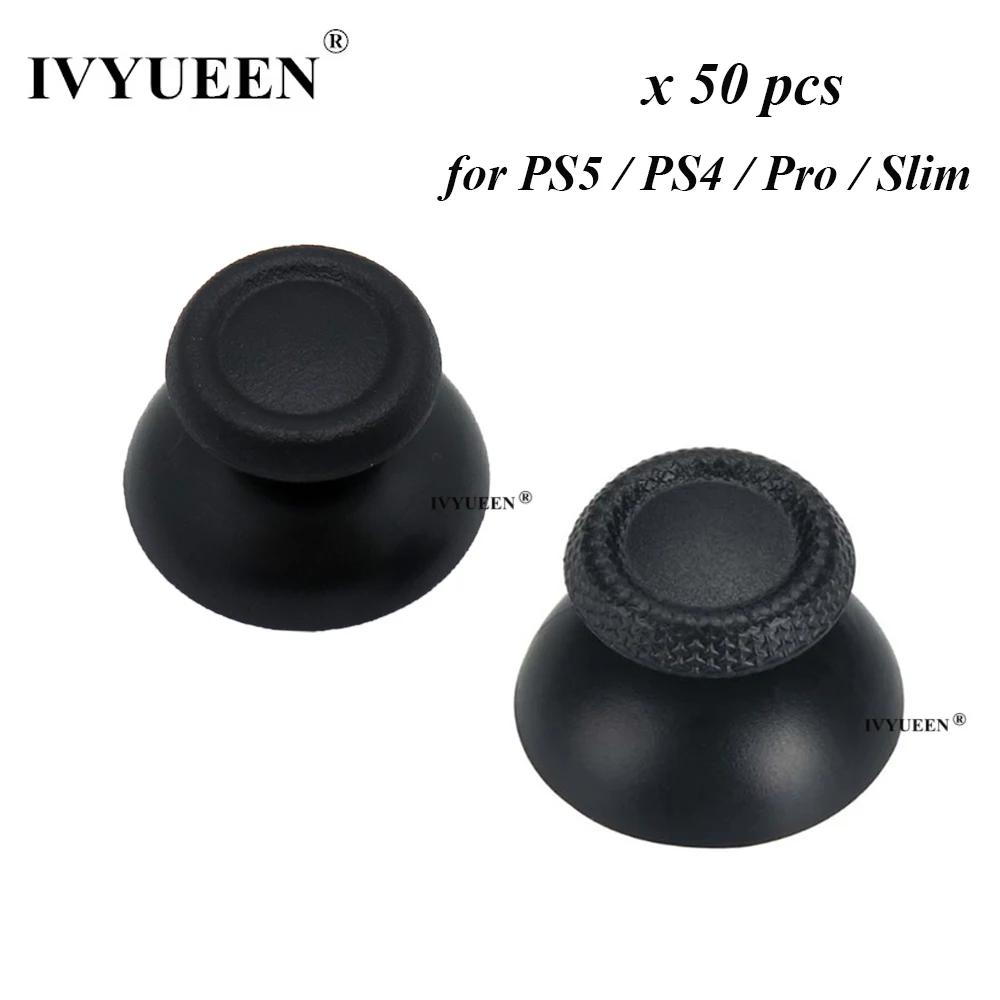 IVYUEEN 50 PCS Black Gray ThumbSticks for PlayStation 5 4 PS5 PS4 Pro Slim Controller Analog Stick Joystick Cover for DualSense