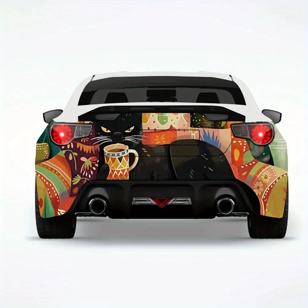 

Cozy Black Cat Car StickerVinyl Decal for Car Rear, Waterproof Self-Adhesive Vinyl Stickers for Vehicle Tail & Bumper, Decoratio