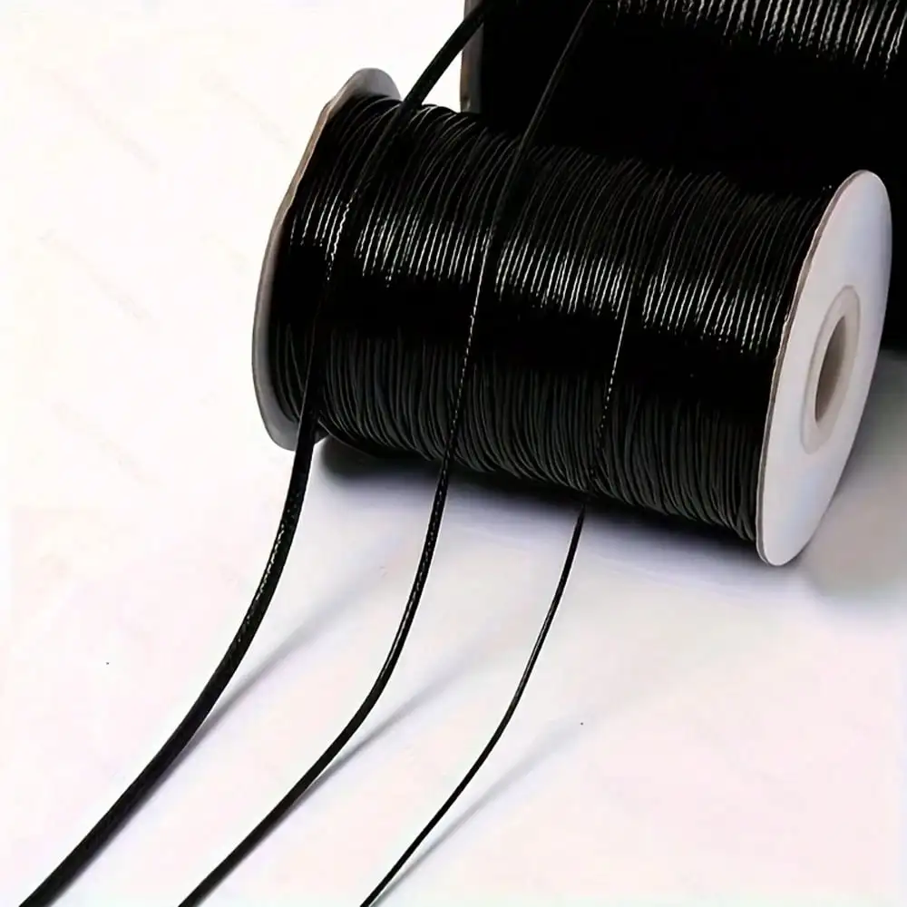 10 Meter 0,5mm-2,0mm Schwarzes Lederband Gewachster Baumwollfaden Schnüre für Halsketten Armbänder Seil für Schmuckherstellung DIY Zubehör – Detail 1