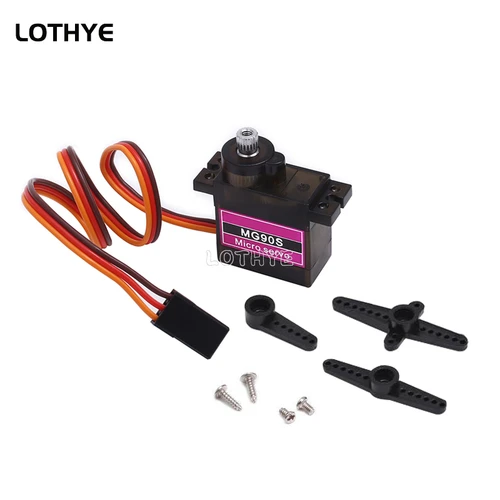 Engranaje de Metal Digital MG90S, Servo engranaje de 14g para aviones de control remoto, ala fija, modelo de avión, helicóptero, barco, coche, Motor de juguete MG90, 50 piezas