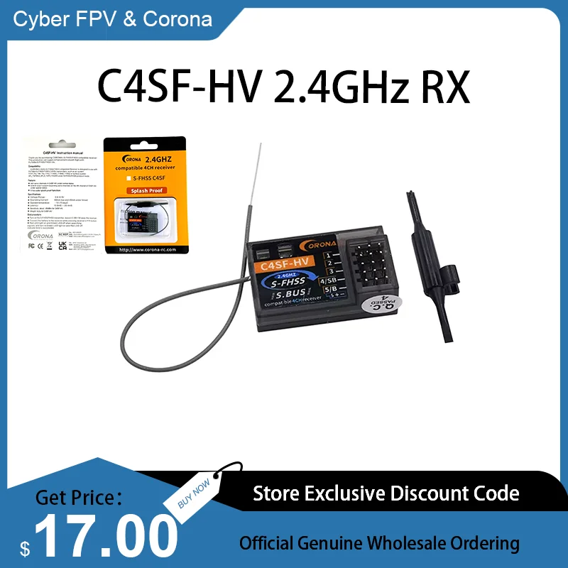 CORONA C4SF C4SF-HV 2.4GHz 4 Channels S-FHSS/FHSS SBUS Compatible Receiver For FUTABA 3PV/7PX/4PLS/4PV/7PX/4PX etc Models Parts